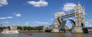 A beautiful panoramic view of Tower Bridge, Tower of London and the River Thames.